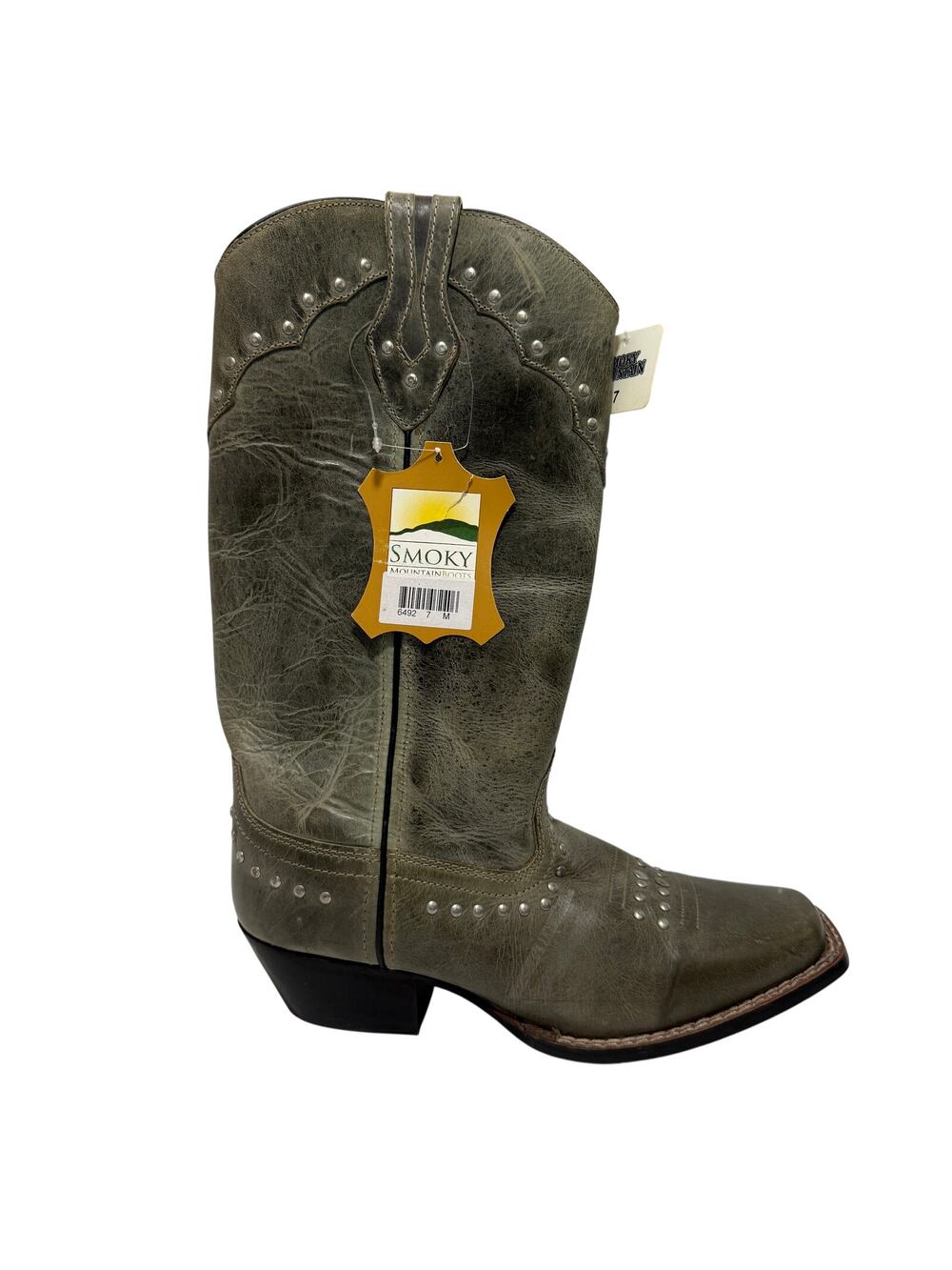 Smoky Mountain Boots Womens Western Laurel Studded 7 NEW Grey Leather Rodeo